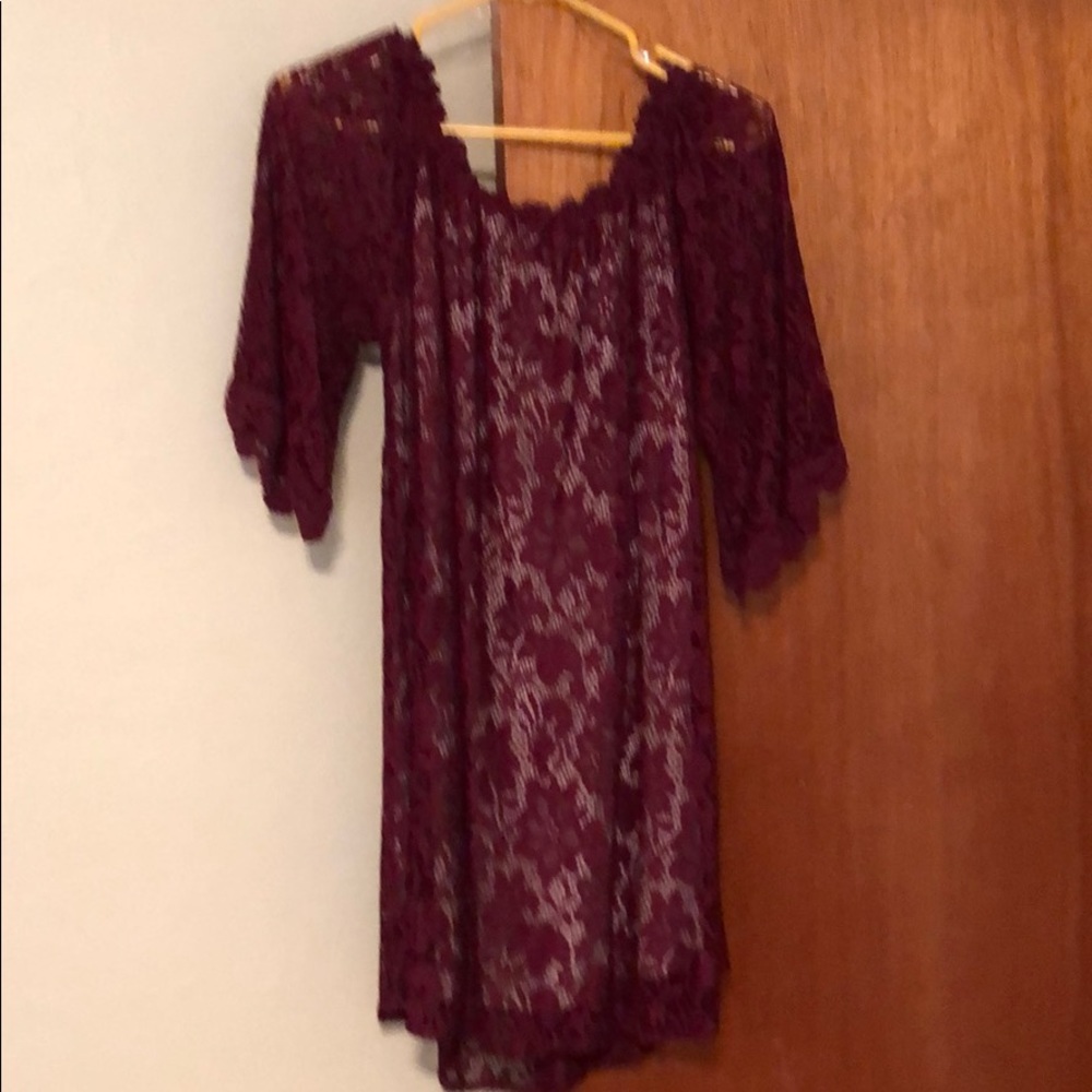 Over the shoulder lace dress